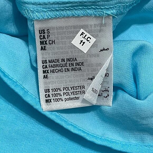 JM Collection Cold Shoulder Studded Top Short Sleeves‎ Ruffles Bright Blue Small - Picture 8 of 12